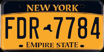 NY license plate FDR7784