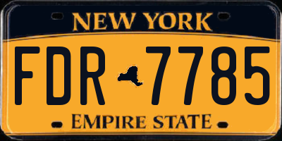 NY license plate FDR7785