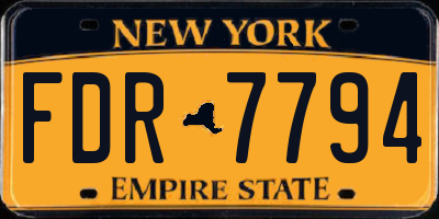 NY license plate FDR7794