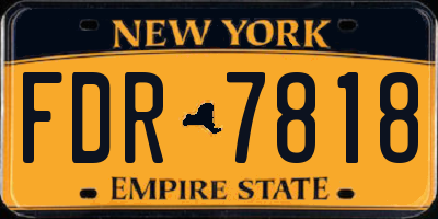 NY license plate FDR7818