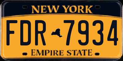 NY license plate FDR7934