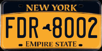 NY license plate FDR8002