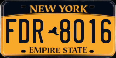 NY license plate FDR8016