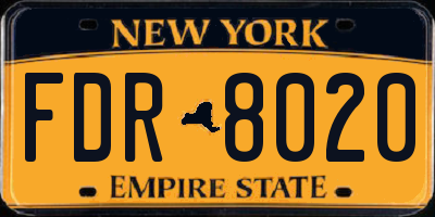 NY license plate FDR8020