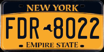 NY license plate FDR8022