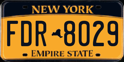 NY license plate FDR8029