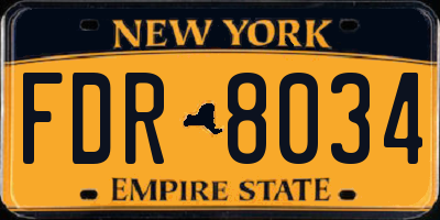 NY license plate FDR8034