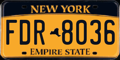 NY license plate FDR8036