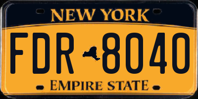 NY license plate FDR8040