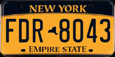 NY license plate FDR8043