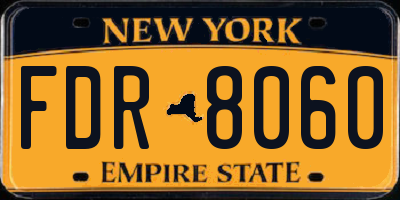 NY license plate FDR8060