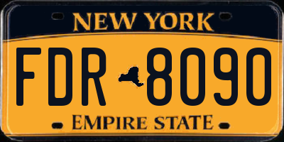 NY license plate FDR8090