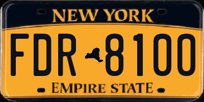 NY license plate FDR8100