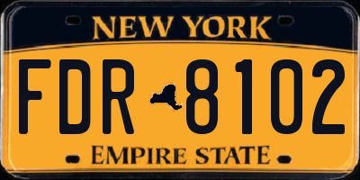 NY license plate FDR8102