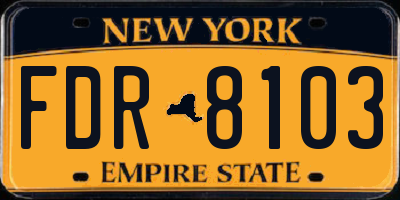 NY license plate FDR8103