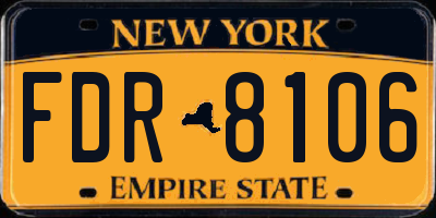 NY license plate FDR8106