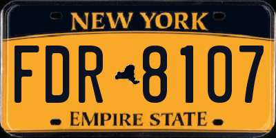 NY license plate FDR8107