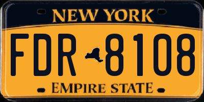 NY license plate FDR8108