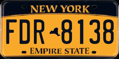 NY license plate FDR8138