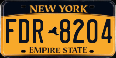 NY license plate FDR8204