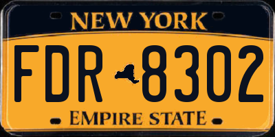 NY license plate FDR8302