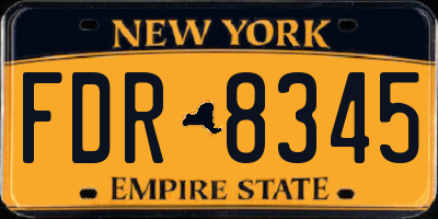 NY license plate FDR8345