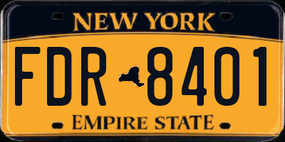 NY license plate FDR8401