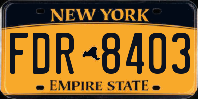 NY license plate FDR8403