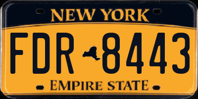 NY license plate FDR8443