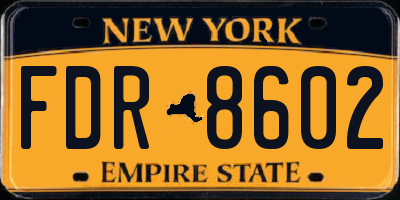 NY license plate FDR8602