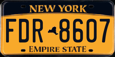 NY license plate FDR8607