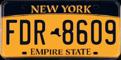 NY license plate FDR8609