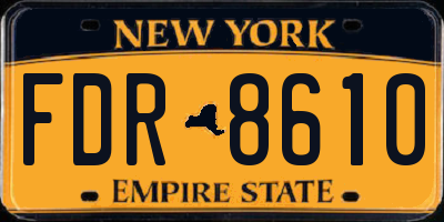 NY license plate FDR8610