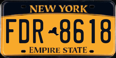 NY license plate FDR8618