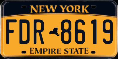 NY license plate FDR8619