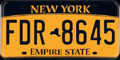 NY license plate FDR8645