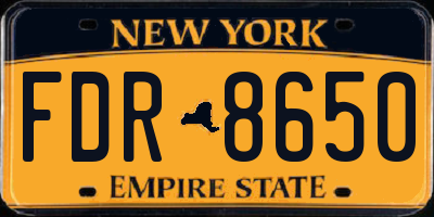 NY license plate FDR8650