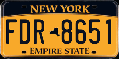 NY license plate FDR8651