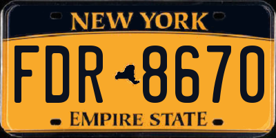 NY license plate FDR8670