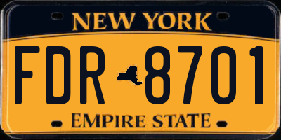 NY license plate FDR8701