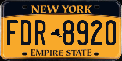 NY license plate FDR8920