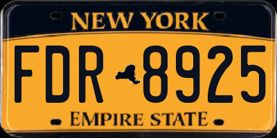 NY license plate FDR8925