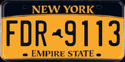NY license plate FDR9113
