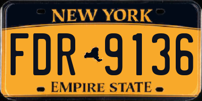 NY license plate FDR9136