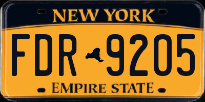NY license plate FDR9205