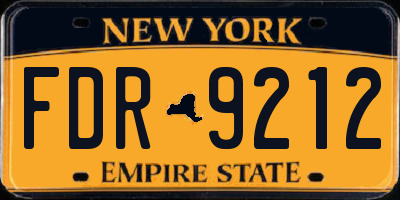 NY license plate FDR9212
