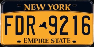 NY license plate FDR9216