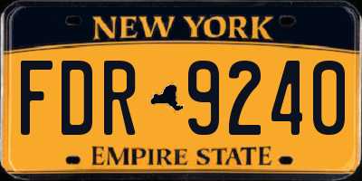 NY license plate FDR9240