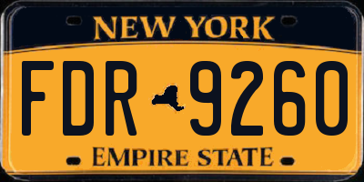 NY license plate FDR9260