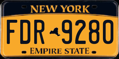 NY license plate FDR9280